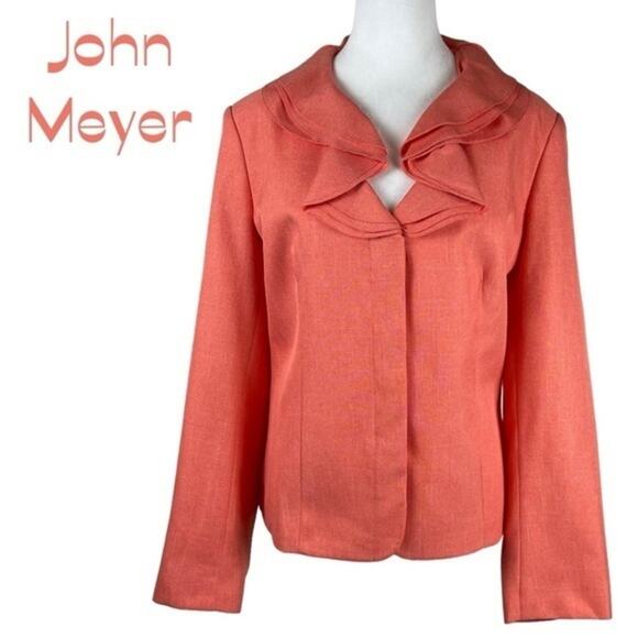 John Meyer Coral Orange Ruffled Collar Party Event Occasion Jacket NWT Size 18 - Picture 2 of 14